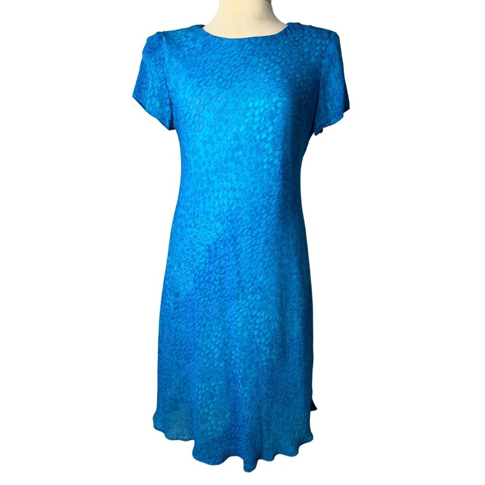 Outlook Women's Dress Size 6 Blue Paisley Short Sleeve Round Neck Lined Sheath K